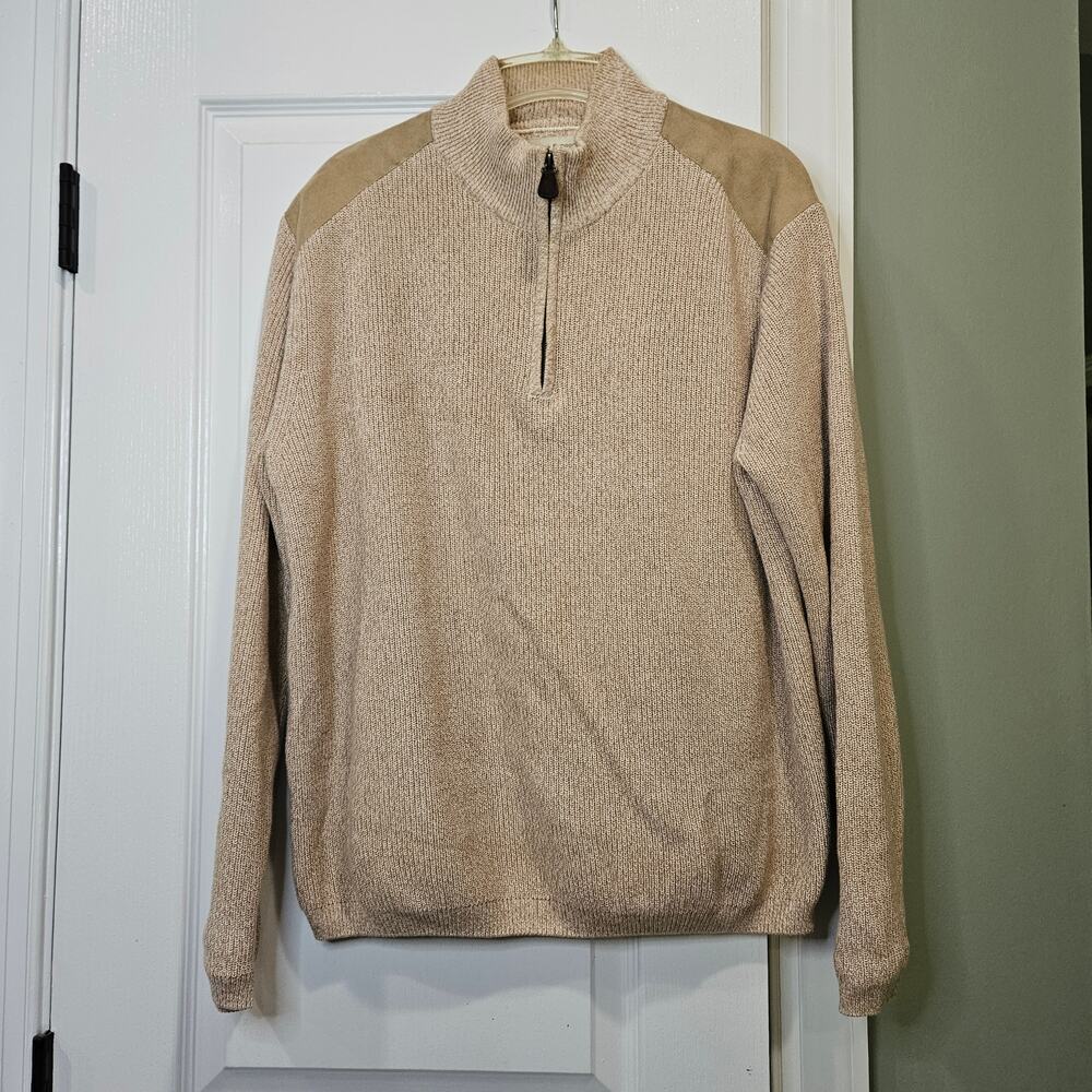 Preswick‎ & Moore Men's Medium 1/4 Zip 100% Cotton Sweater